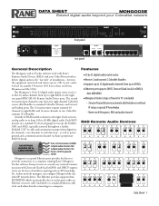 Rane RAD8 All RAD Specifications are included in the Mongoose Data Sheet (6M)