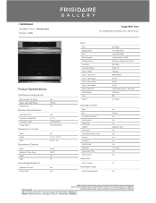 Frigidaire FGEW3069UF Product Specifications Sheet