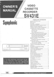 Symphonic SV431E Owner's Manual