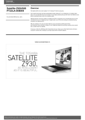 Toshiba Z930 PT23LA-008009 Detailed Specs for Satellite Z930 PT23LA-008009 AU/NZ; English