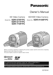 Panasonic SDRT70P SDRH100P User Guide