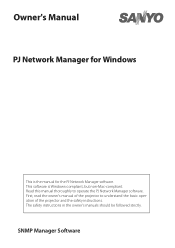 Sanyo XW250 Instruction Manual, PLC-XW200 XW250 PJ Network Manager
