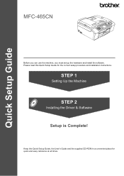 Brother International MFC-465CN Quick Setup Guide - English