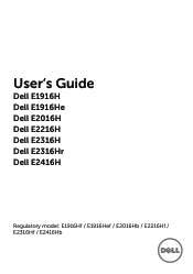 Dell E2016HL Users Guide