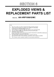 Panasonic AK-HRP1000 Parts List