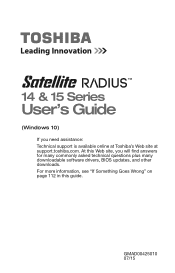 Toshiba Satellite P50W-CBT3NX1 Satellite/Satellite Pro E40W/P50W-C Series Windows 10 Users Guide