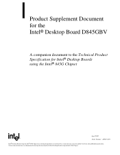 Intel D845GBV Product Supplement Document for the Intel Desktop Board D845GBV