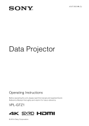 Sony VPL-GTZ1/B Product Manual (VPL-GTZ1 Operation manual)