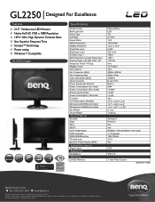 BenQ GL2250 GL2250 Data Sheet