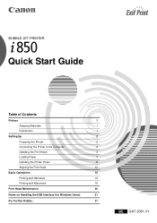 Canon PIXMA i850 i850 Quick Start Guide