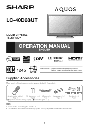 Sharp LC40D68UN LC-40D68UT Operation Manual