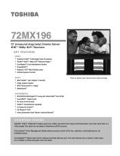 Toshiba 72MX196 Printable Spec Sheet