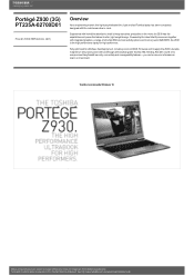 Toshiba Portege Z930 PT235A-02700D01 Detailed Specs for Portege Z930 PT235A-02700D01 AU/NZ; English