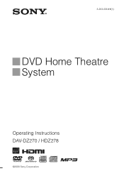 Sony DAV-HDZ278 Operating Instructions