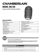 Chamberlain MC100 MC100 Owners Manual