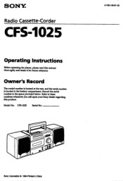 Sony CFS-1025 Users Guide