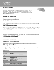 Sony SRS-BTX300 Marketing Specifications (White model)