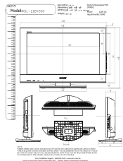 Sony KDL-22BX300 Dimensions Diagram