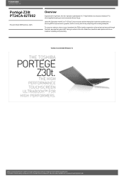 Toshiba Portege Z30 PT24CA-02T002 Detailed Specs for Portege Z30 PT24CA-02T002 AU/NZ; English
