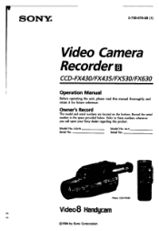 Sony CCD-FX530 Primary User Manual
