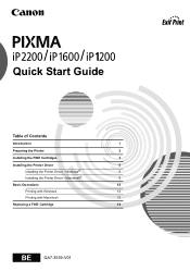 Canon PIXMA iP1600 iP1600 Quick Start Guide