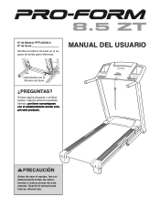 ProForm 8.5 Zt Treadmill Spanish Manual