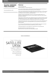 Toshiba Satellite U920t PSUL1A Detailed Specs for Satellite U920t PSUL1A-023001 AU/NZ; English