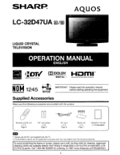 Sharp LC32D47UA Operation Manual