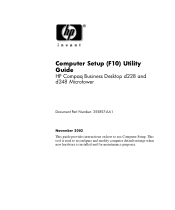 Compaq d228 Computer Setup (F10) Utility Guide - HP Compaq Business Desktop d228 and d248 Microtower