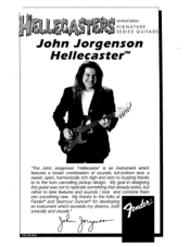 Fender Hellecasters John Jorgenson Stratocaster Owners Manual