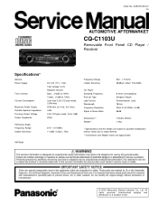 Panasonic CQC1103U Service Manual