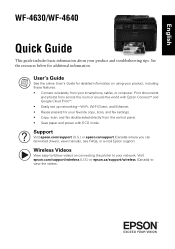 Epson WF-4630 Quick Guide and Warranty