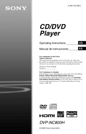 Sony DVP-NC800H/S Operating Instructions