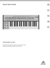 Behringer VOCODER VC340 Quick Start Guide