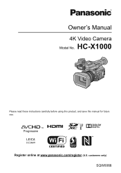 Panasonic HC-X1000K HC-X1000 Advanced Features Manuals (English)