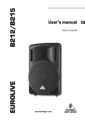 Behringer EUROLIVE B215 Manual