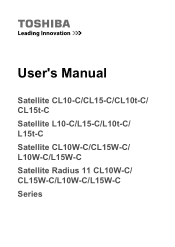 Toshiba Satellite L10t Users Manual Canada; English