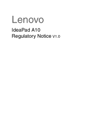 Lenovo A10 Laptop Lenovo Regulatory Notice for European Countries - IdeaPad A10