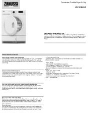 Zanussi ZDC82B4SW Specification Sheet