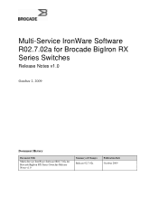 Dell PowerConnect B-RX4 Multi-Service IronWare Software R02.7.02a for Brocade BigIron RX Series Switches Release Notes v1.0