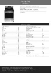 Frigidaire GCRE3060BF Product Specifications Sheet
