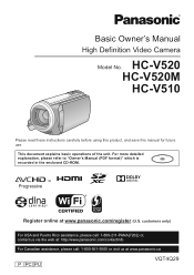 Panasonic HC-V520K Basic Owners Manual