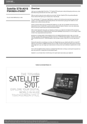 Toshiba Satellite S70 PSKNEA-016007 Detailed Specs for Satellite S70 PSKNEA-016007 AU/NZ; English