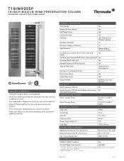 Thermador T18IW905SP Product Spec Sheet