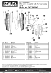 Sealey SWF16WR Parts Diagram