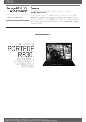 Toshiba R830 PT321A-01K00201 Detailed Specs for Portege R830 PT321A-01K00201 AU/NZ; English