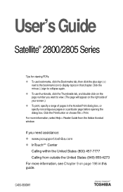 Toshiba Satellite 2805-S301 User Guide