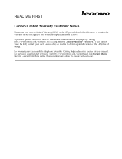Lenovo ThinkServer TD100x Read Me First - Lenovo Limited Warranty Customer Notice