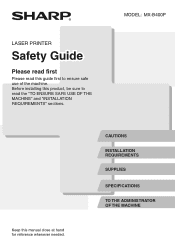 Sharp MX-B400P MX-B400P Safety Guide
