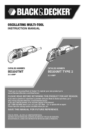 Black & Decker BD200TMT Type 2 Manual - BD200MTB